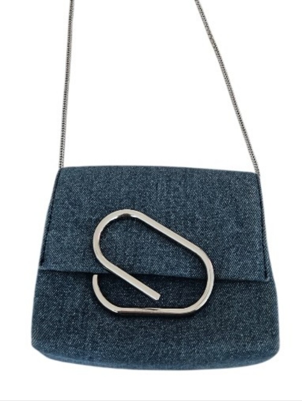 3.1 Fhillip Lim Denim Mini  Alix Crossbody Bag with Silver Chain - Picture 12 of 13